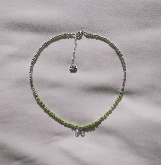 Green and silver necklace with customizable pendants